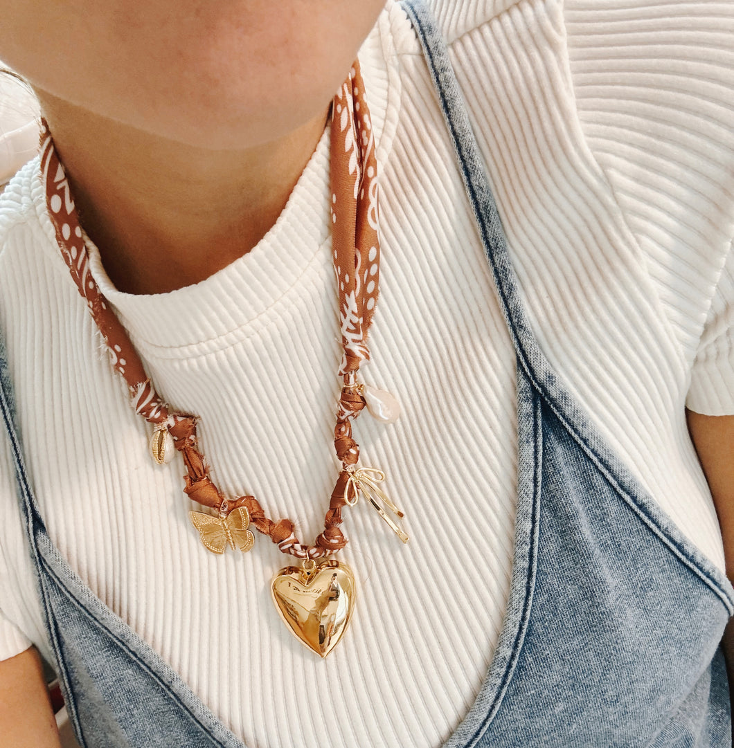 Puffy Heart Bandana Necklace